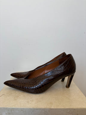 Camilla and Marc Croc Embossed Pointed Pumps, 39