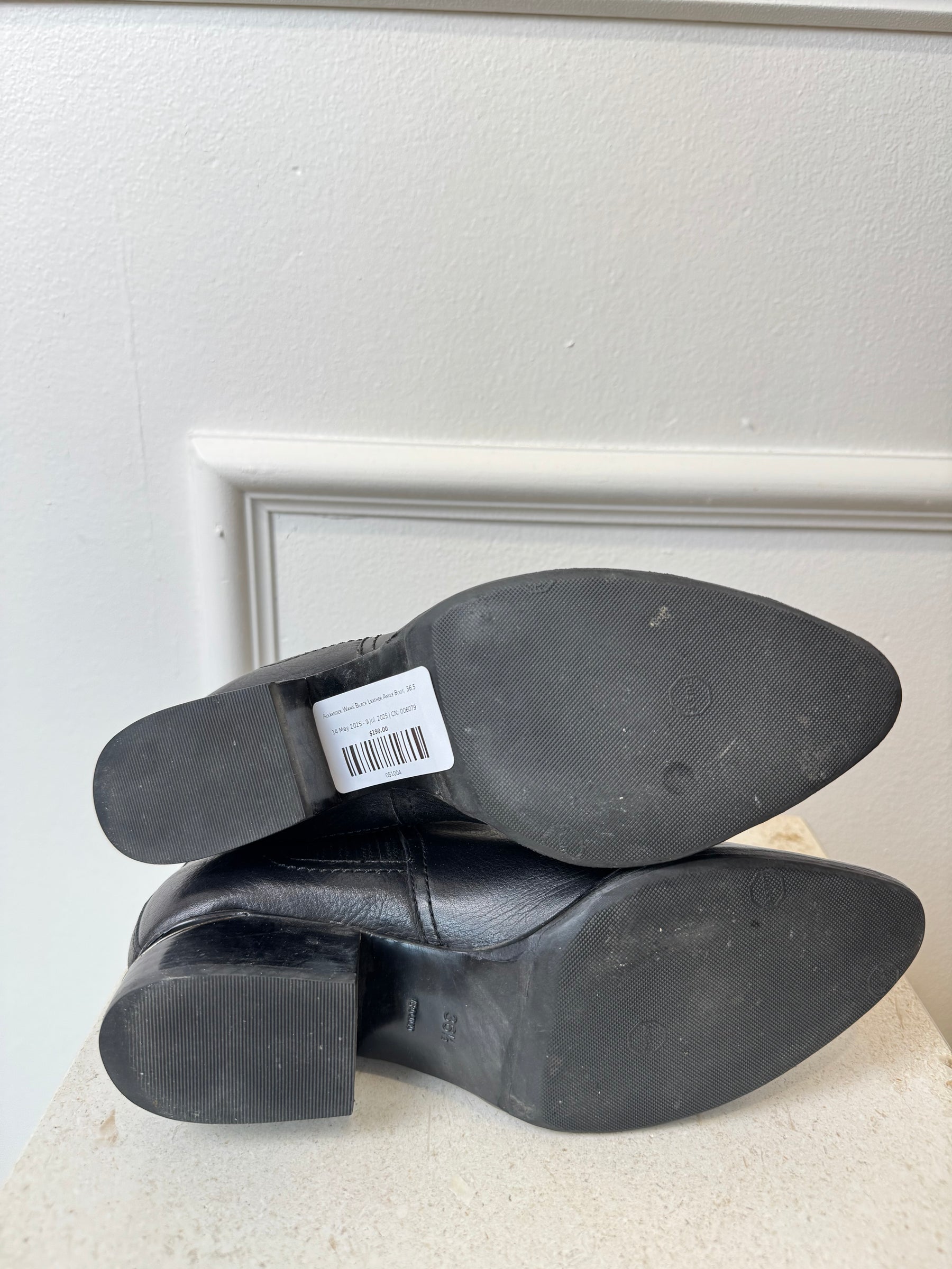 Alexander Wang Black Leather Ankle Boot, 36.5