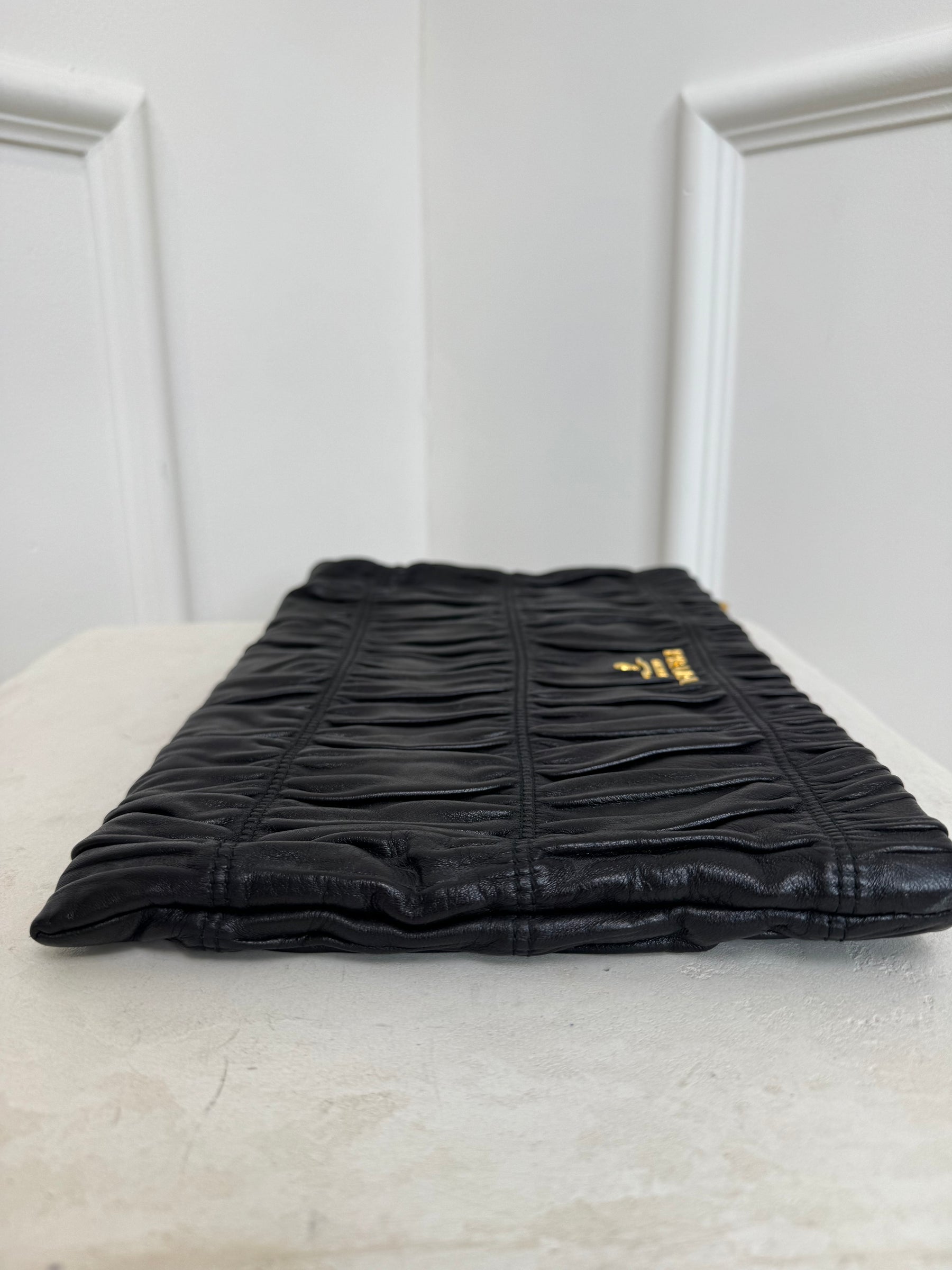 Prada Black Matelasse Logo Pouch