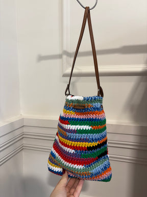 Miu Miu Multi Coloured Crochet And Leather Pouch