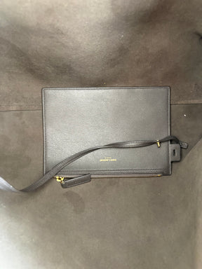 YSL Leather Tote Dark Brown