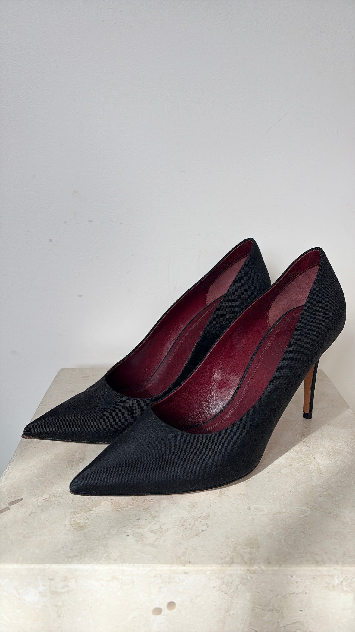 Celine Black Textured Fabric Pumps, 39.5