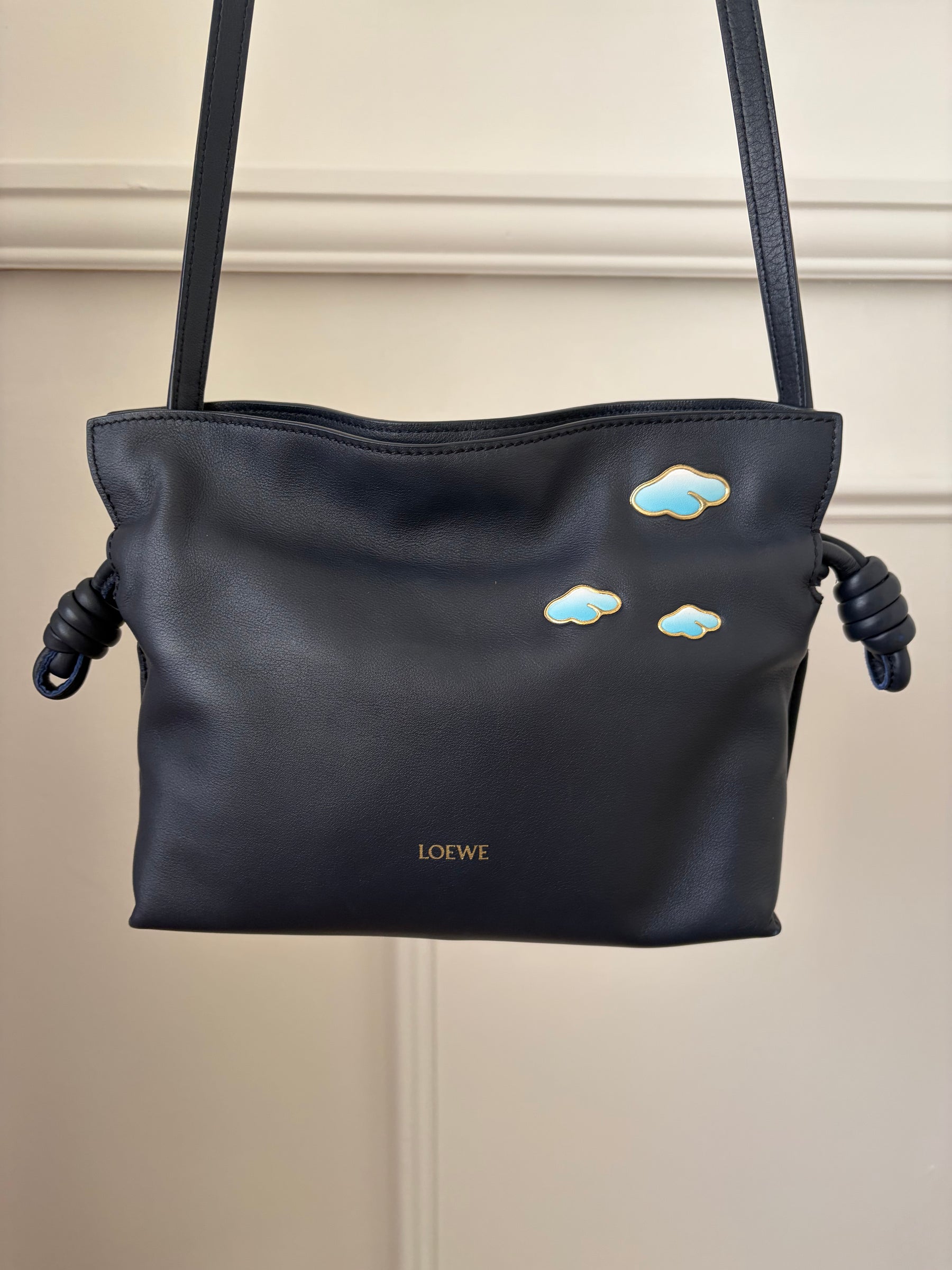 Loewe Navy Leather Lunar NY Mini Flamenco Pouch