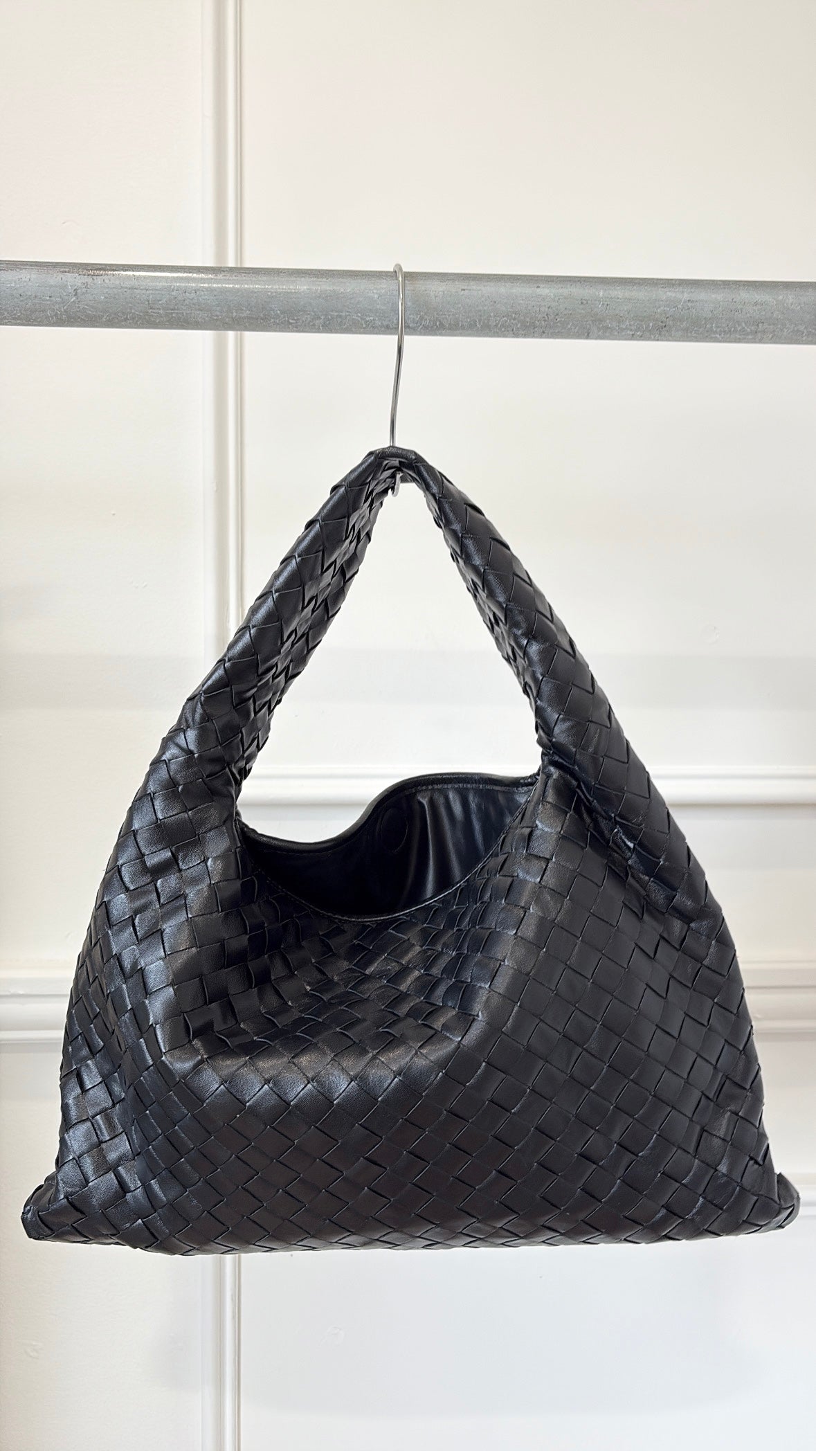 Bottega Veneta Black Intrecciato Leather Hop Shoulder Bag