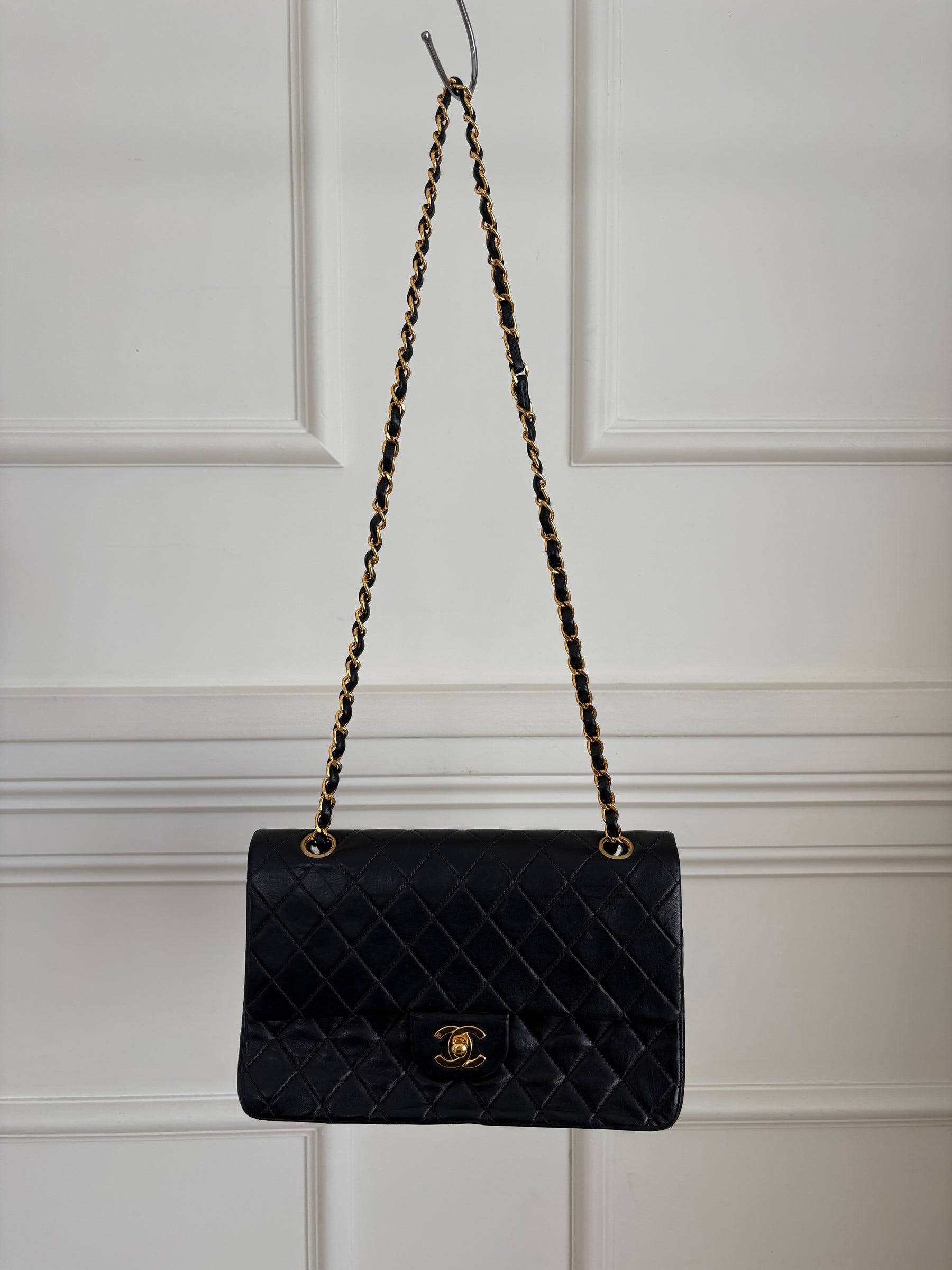 Chanel Black Lambskin Leather Medium Classic Flap Bag
