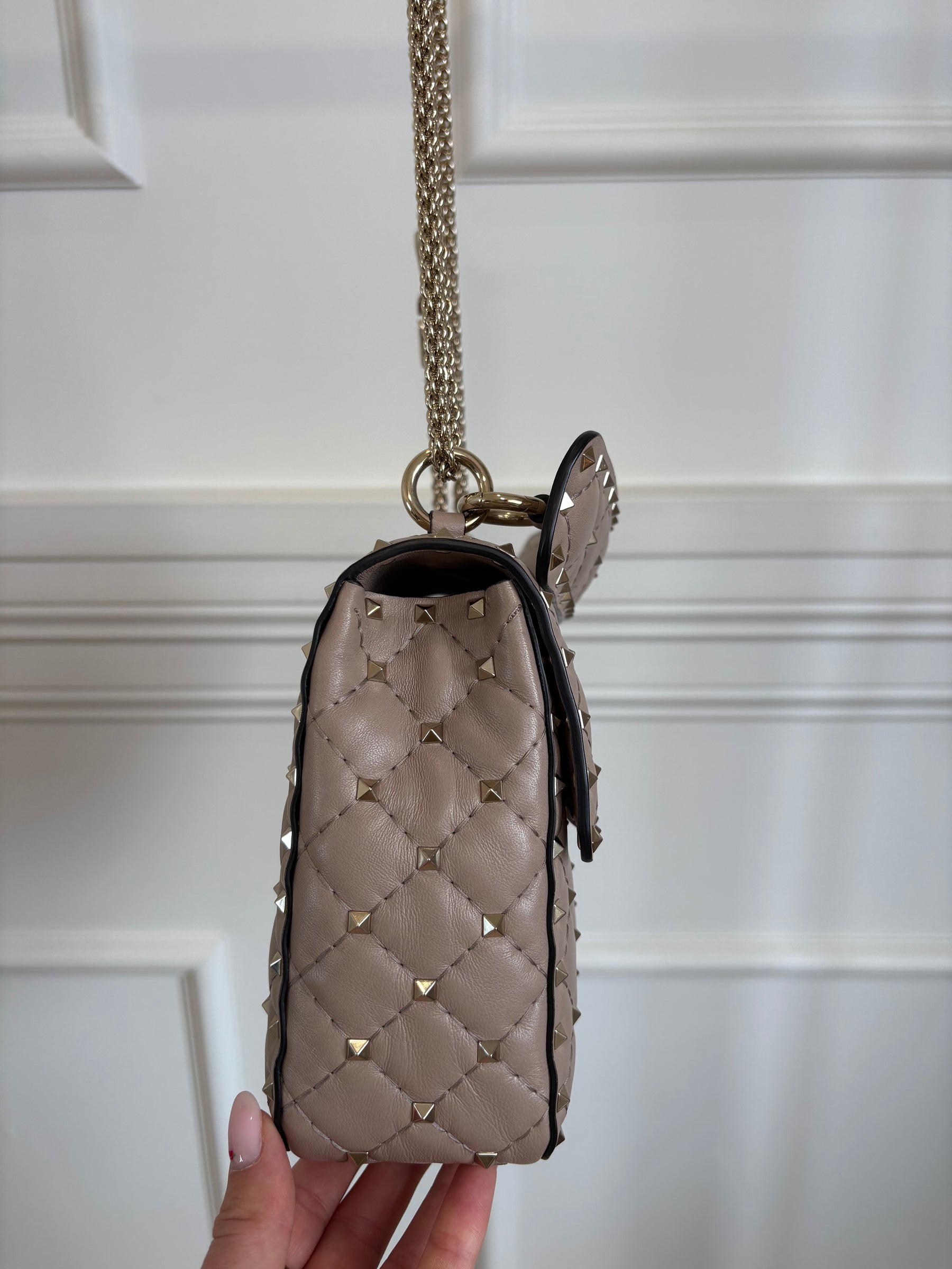 Valentino Rose Poudre Top Handle 'Spike' Rockstud Bag