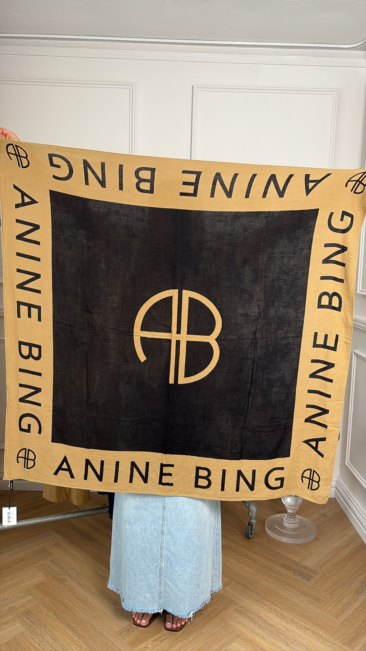 Aning BIng Black and Tan Logo Sarong