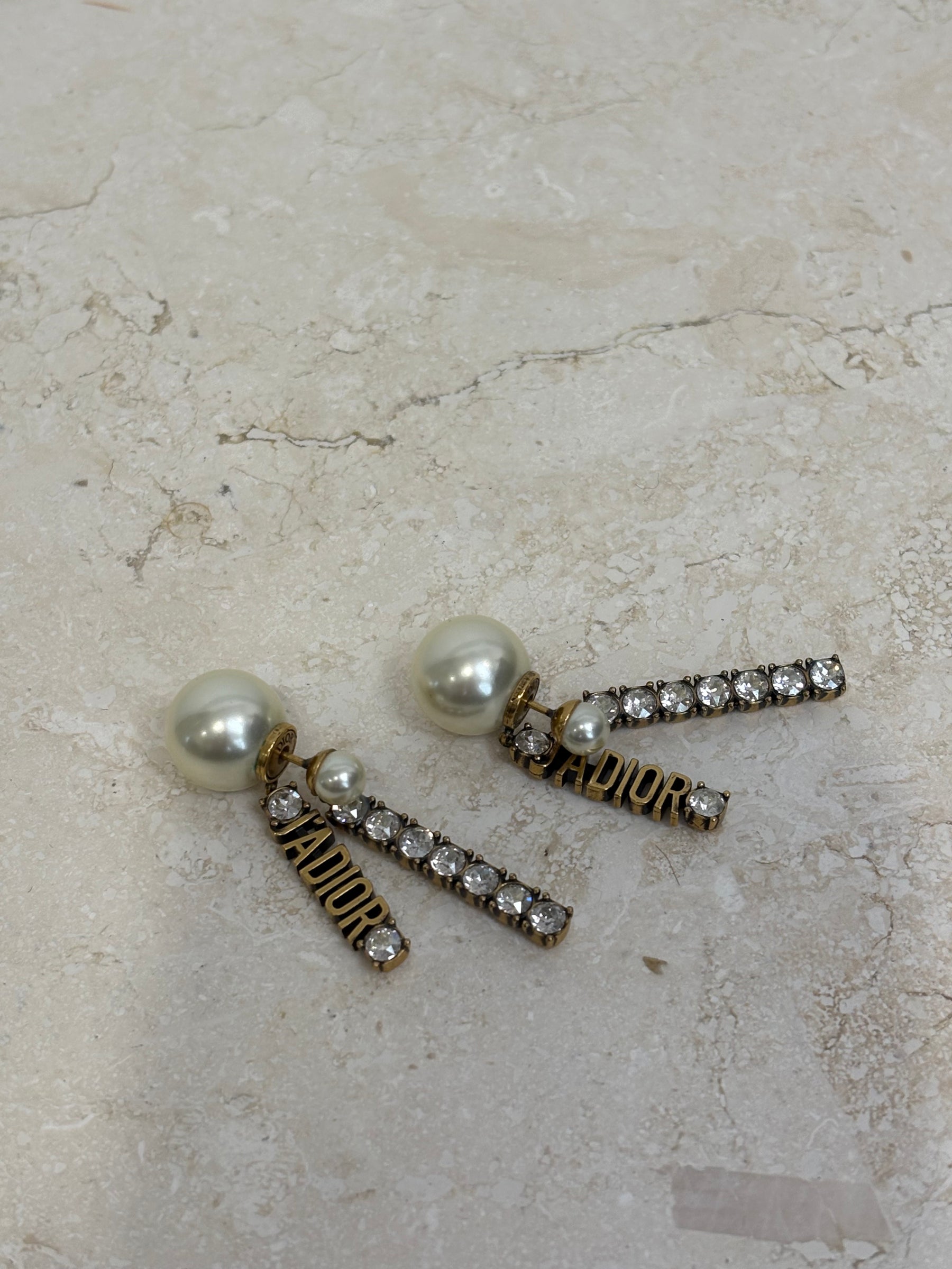 Dior Pearl Tribale and Crystal Ja'Dior Drop Earrings