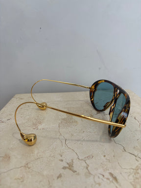 Bottega Veneta Tortoiseshell Drop Aviator Sunglasses