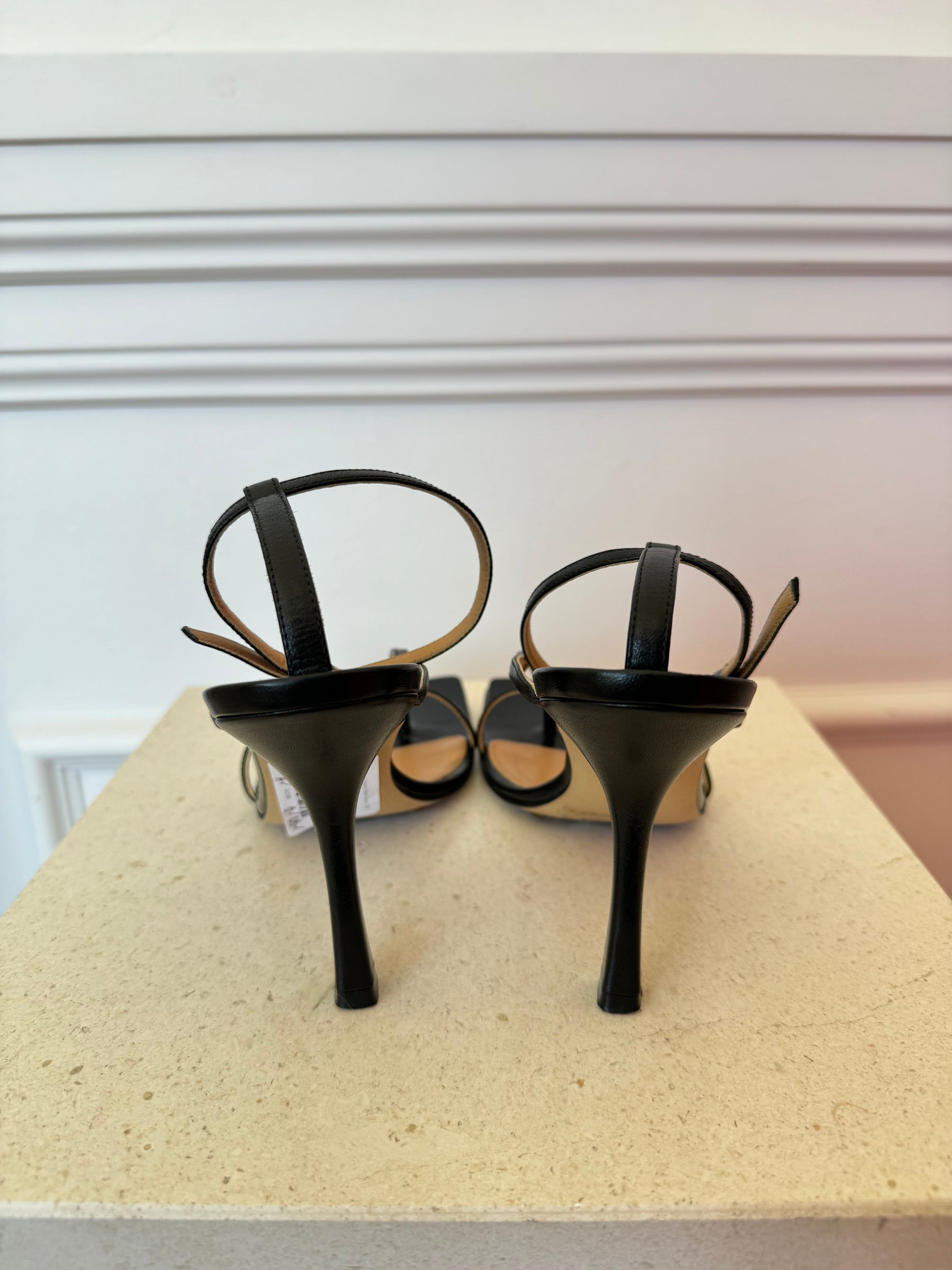 Bottega Veneta Black Stretch Strap Sandal, 38.5