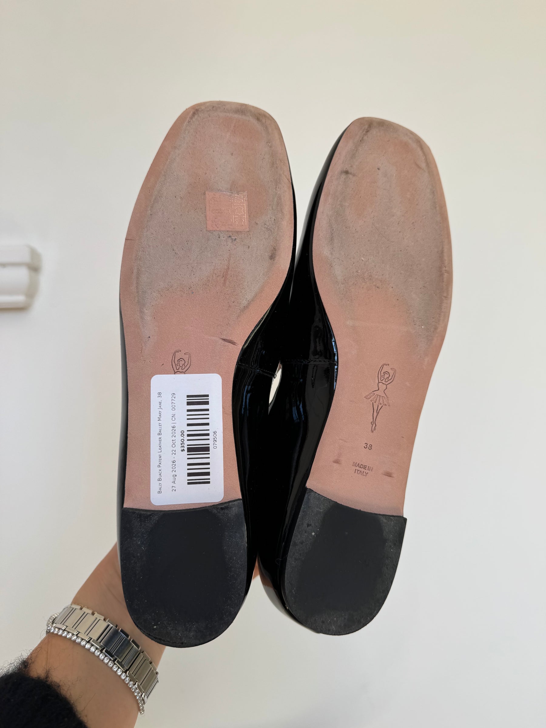 Bally Black Patent Leather Ballet Mary Jane, 38