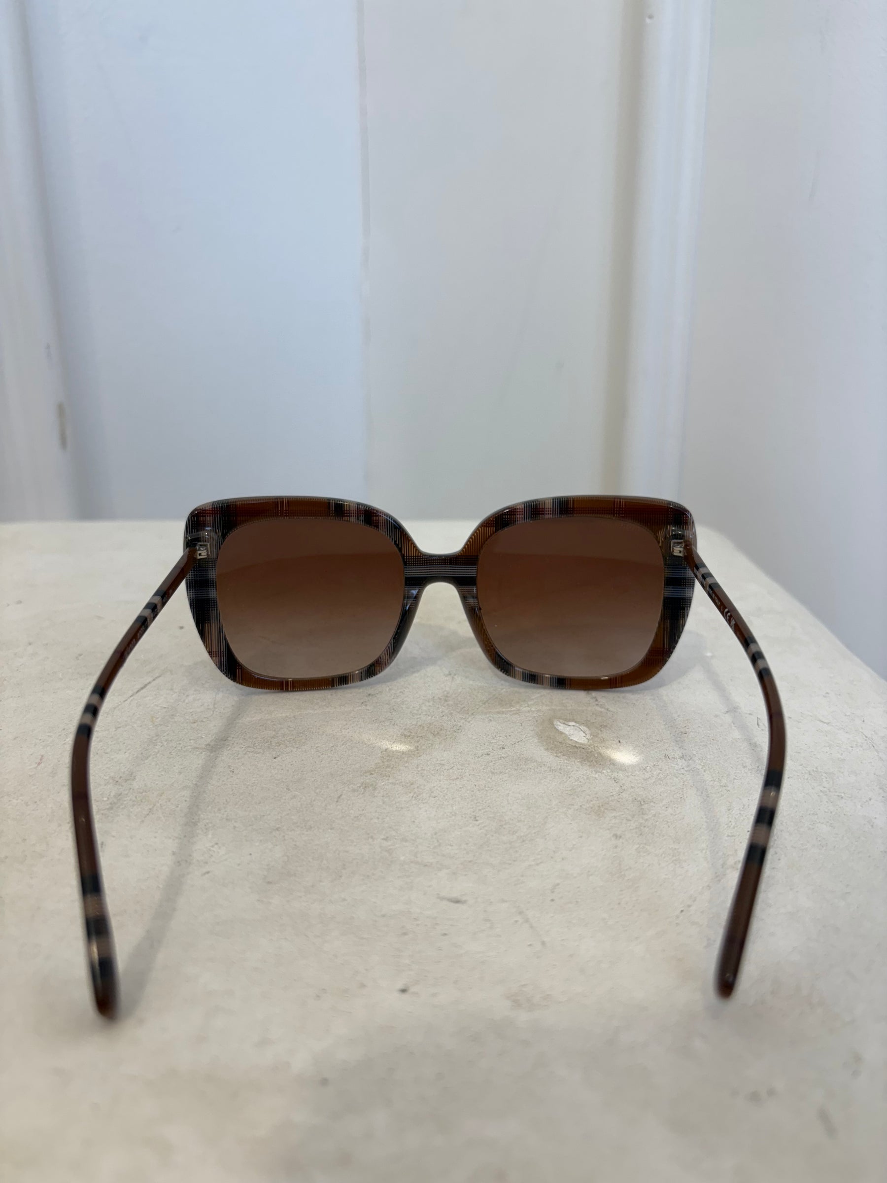 Burberry Square Frame Check Sunglasses Brown