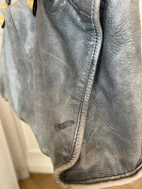 Balenciaga Grey Distressed City Bag Gold Tone Hardware