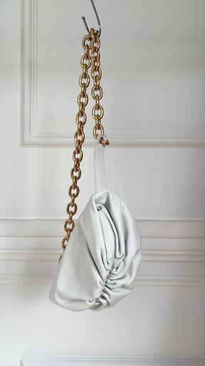 Bottega Veneta Chalk Leather Chain Pouch Belt Bag