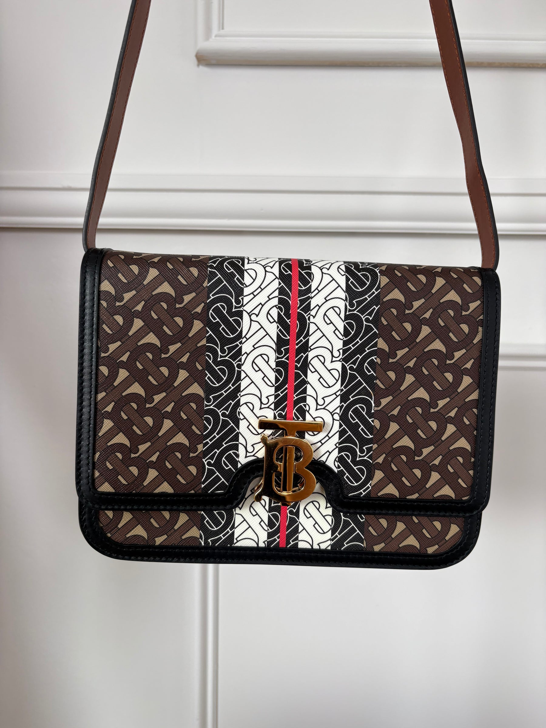 Burberry TB Shoulder Bag Brown White