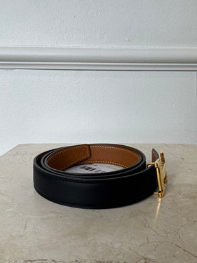 Hermes Reversible Belt Black Tan Gold H, 75