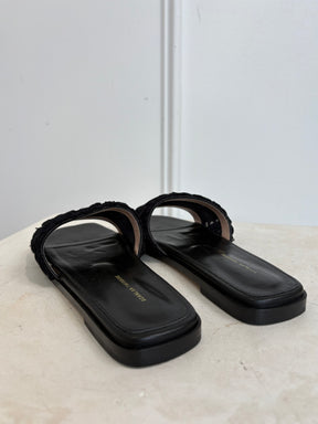 Scanlan Theodore Black Crochet Knit Slides, 38
