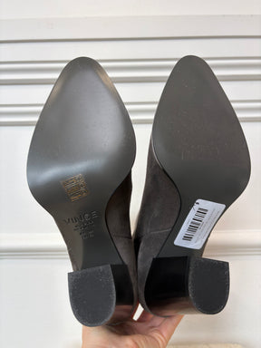VINCE Grey Suede Pointed Ankle Boots, 40