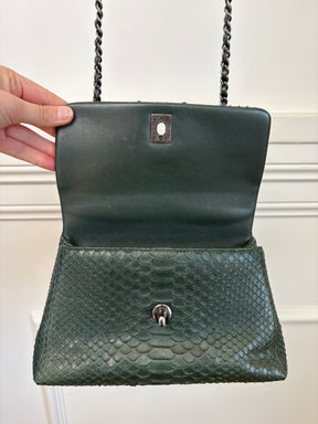 Chanel Emerald Green Python Leather Mini Coco Top Handle Bag