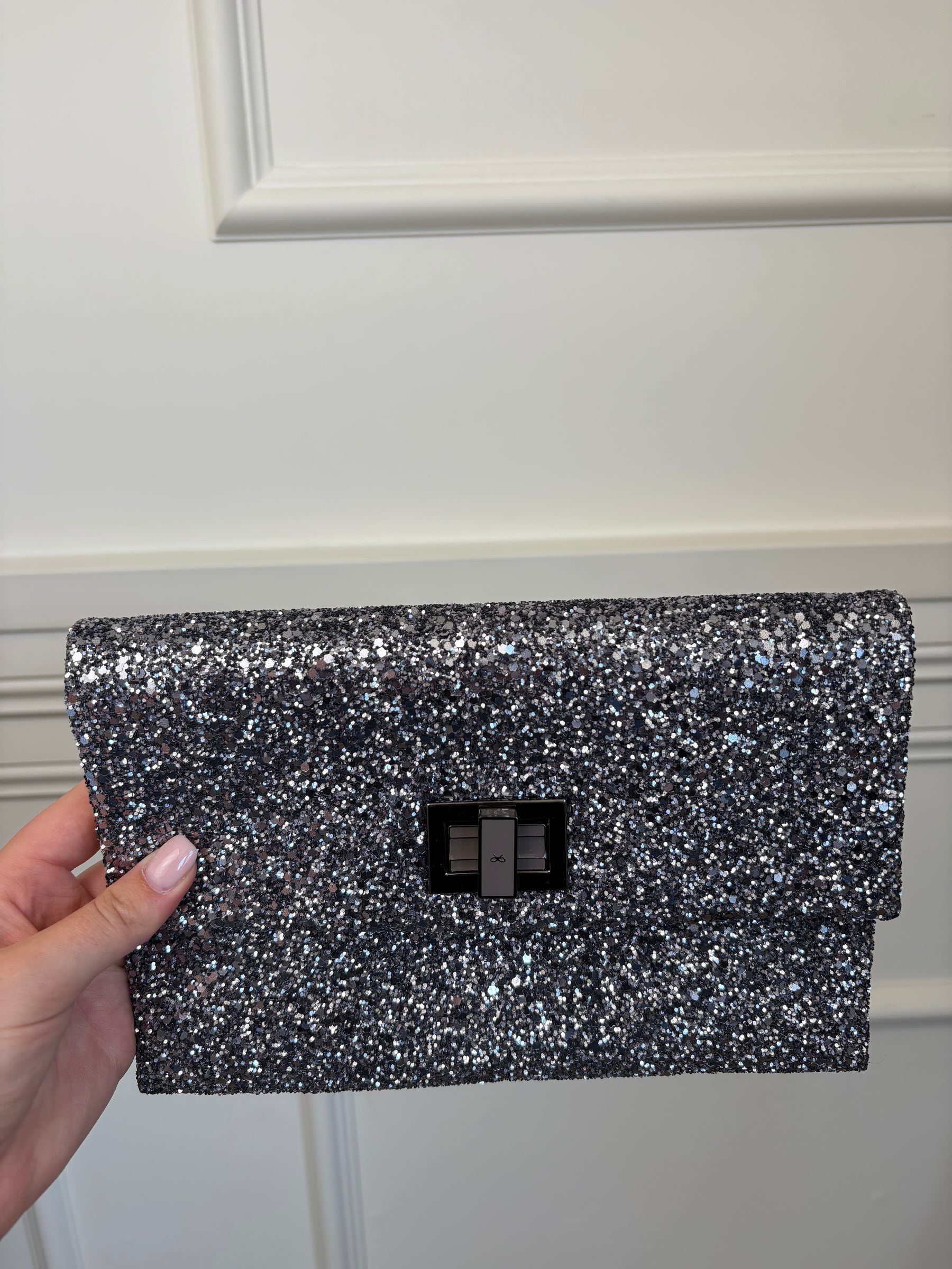 Anya Hindmarch Pewter Glitter Pouch