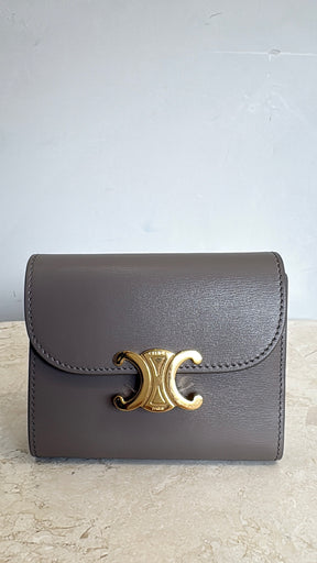Celine Triomphe Trifold Wallet Taupe