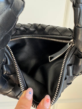 Bottega Black Intrecciato Leather Mini Jodie Bag