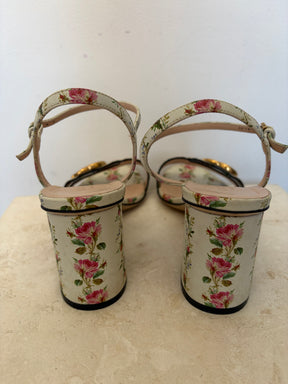 Gucci Rose Floral Marmont Heels, 36