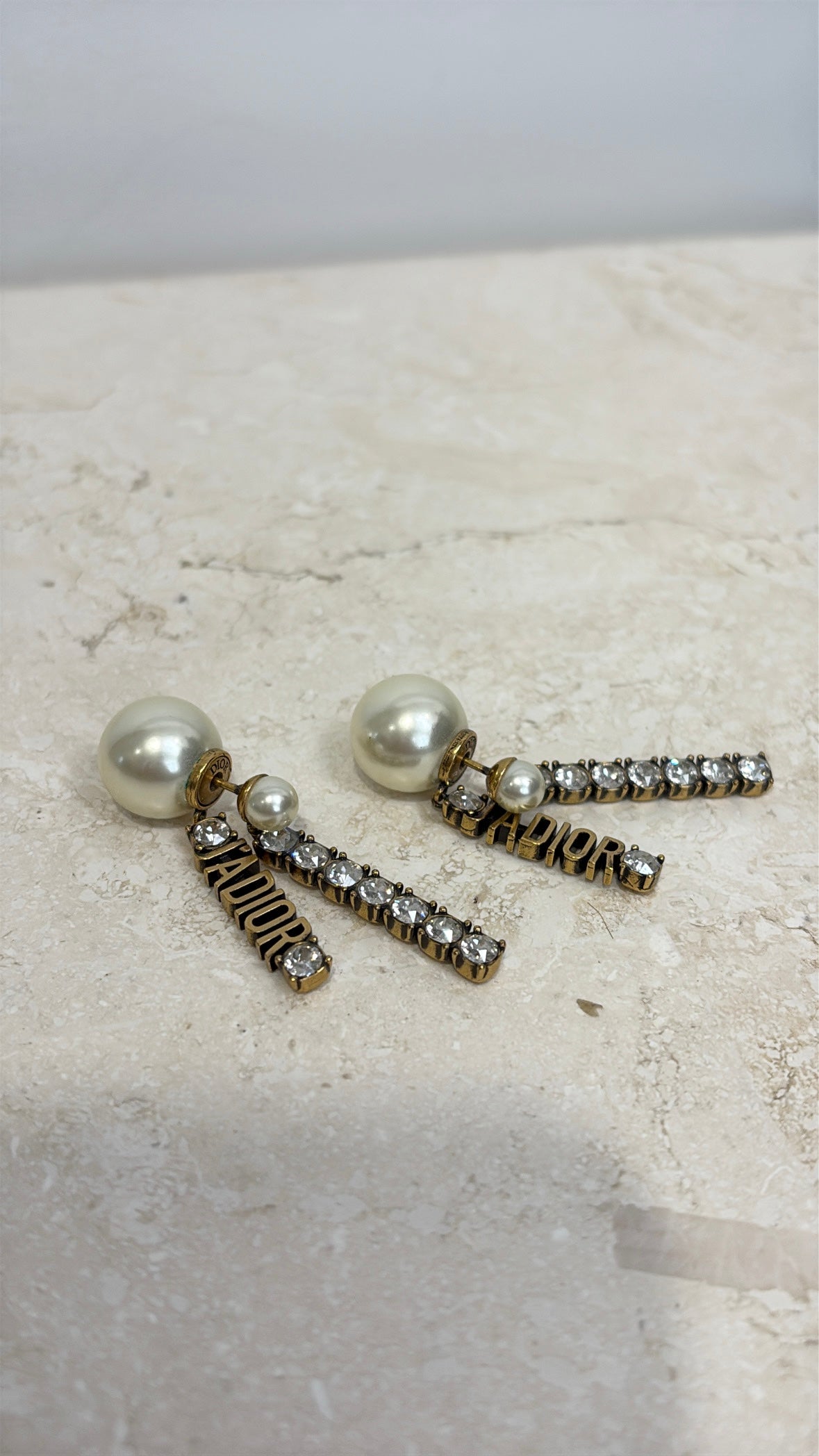 Dior Pearl Tribale and Crystal Ja'Dior Drop Earrings