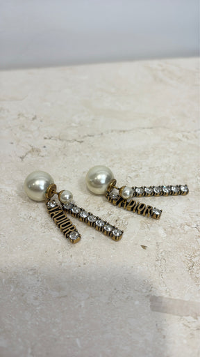 Dior Pearl Tribale and Crystal Ja'Dior Drop Earrings