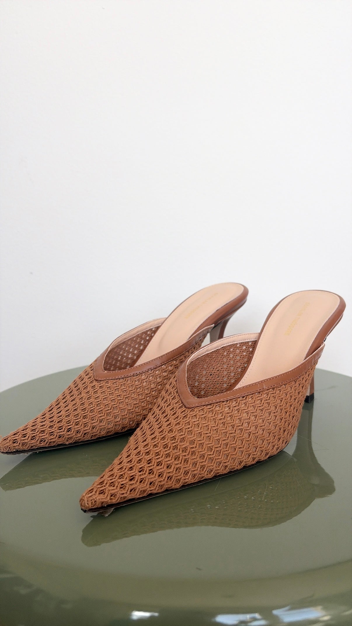 Scanlan Theodore Brown Crochet Knit Pointed Mules, 39