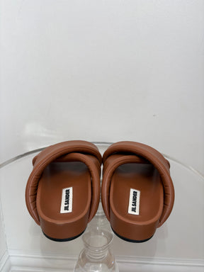 Jil Sander Tan Leather Padded Slides, 39