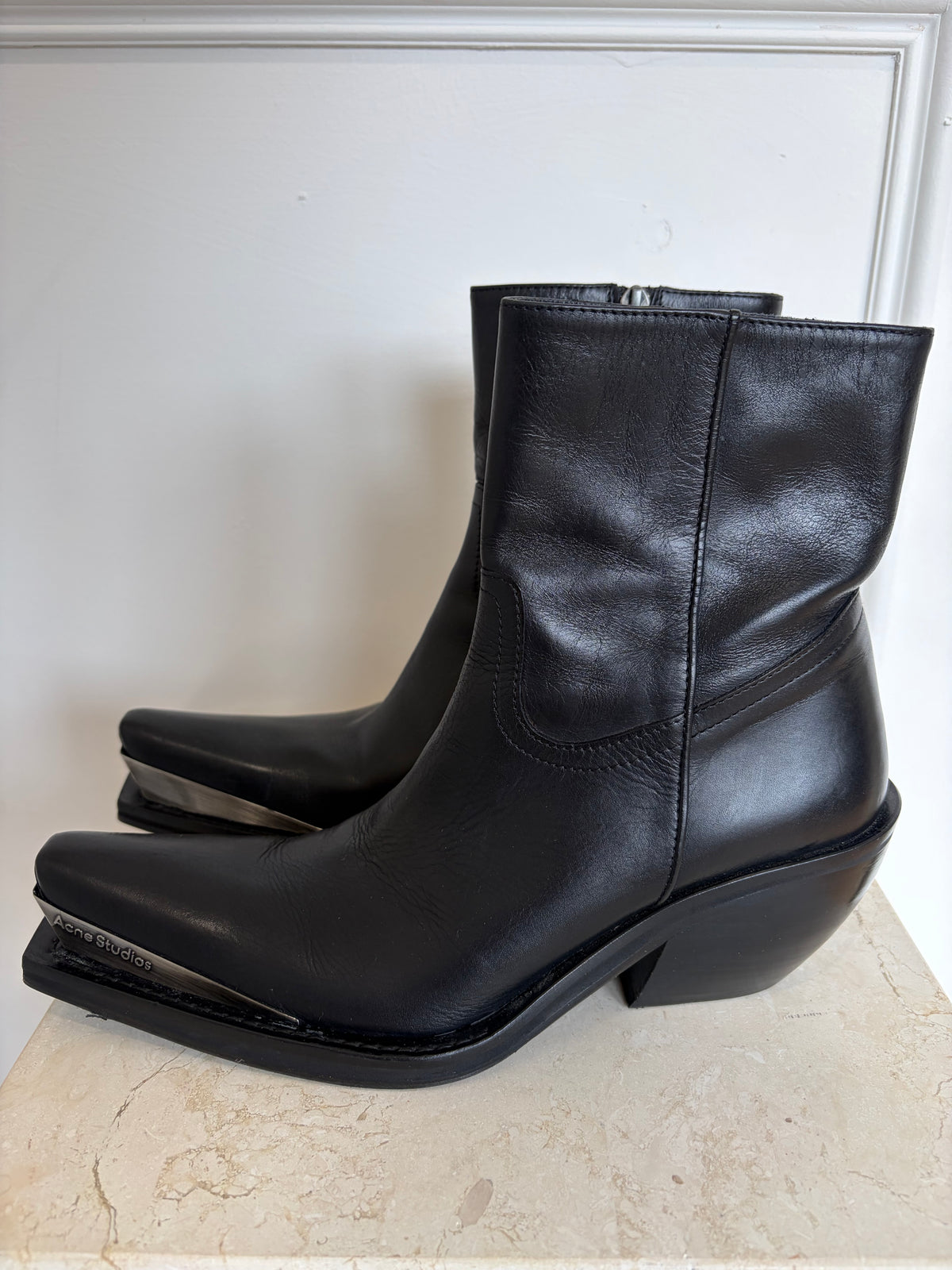 Acne Studions Cowboy Boots Black Leather, 37