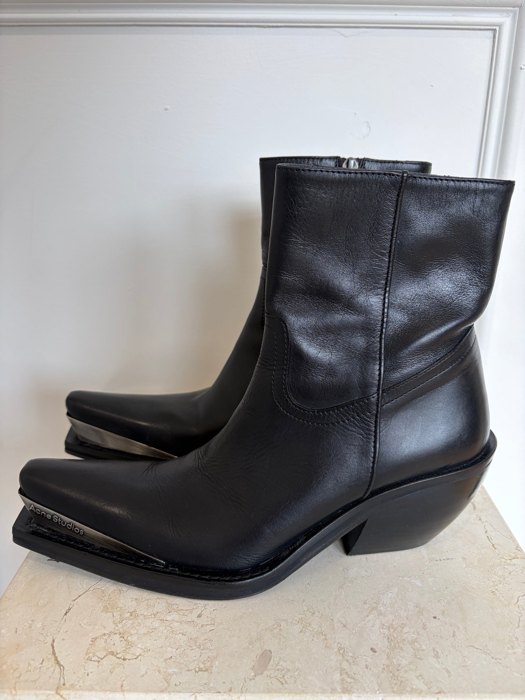 Acne Studions Cowboy Boots Black Leather, 37