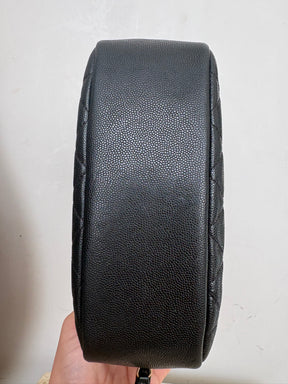 Chanel Black Caviar Quilted Curvy Pouch Cosmetic Case