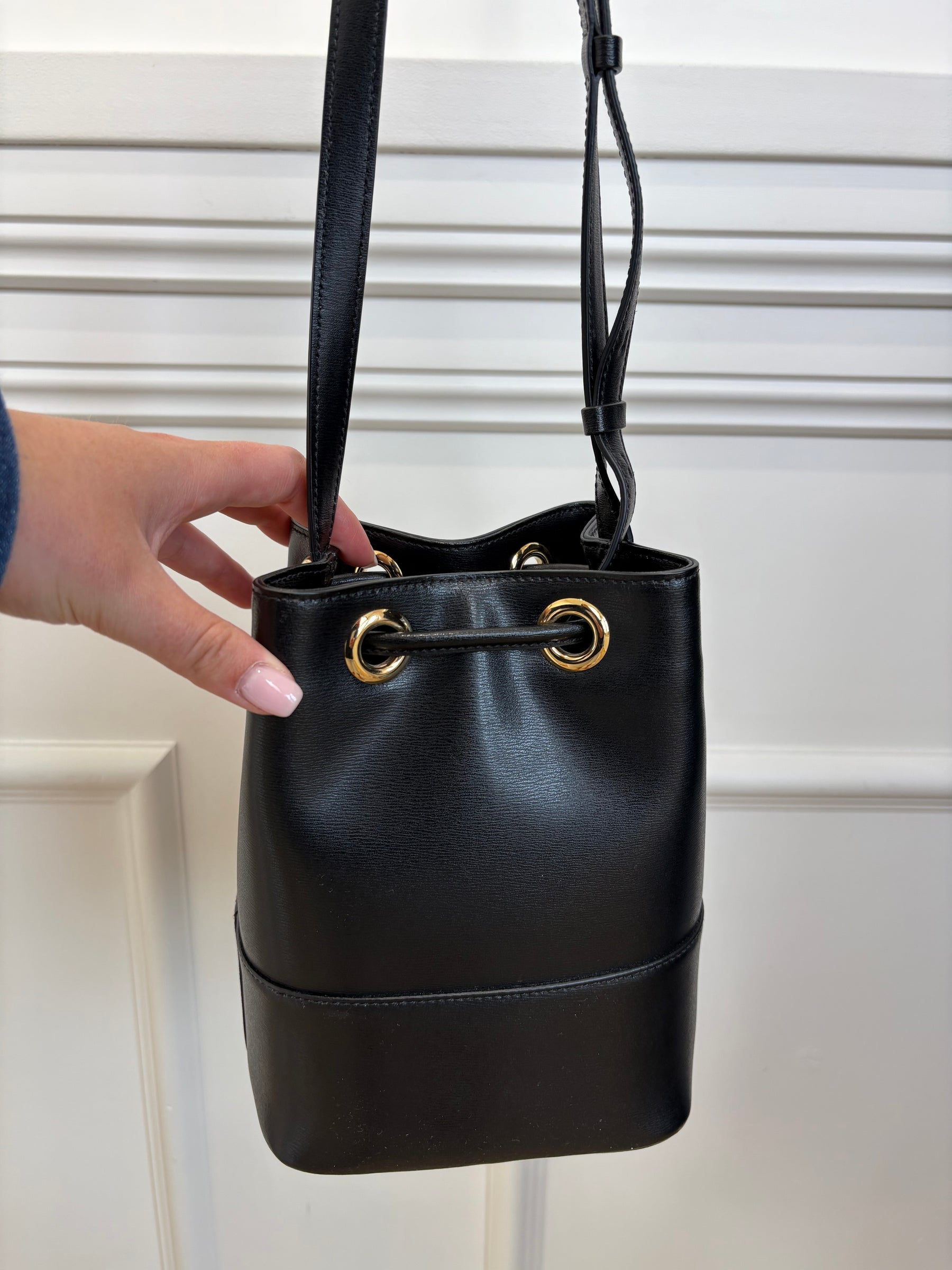 Salvatore Ferragamo Black Leather Bucket Bag