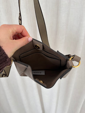 Stella McCartney Taupe Alt Leather Logo Crossbody Bag