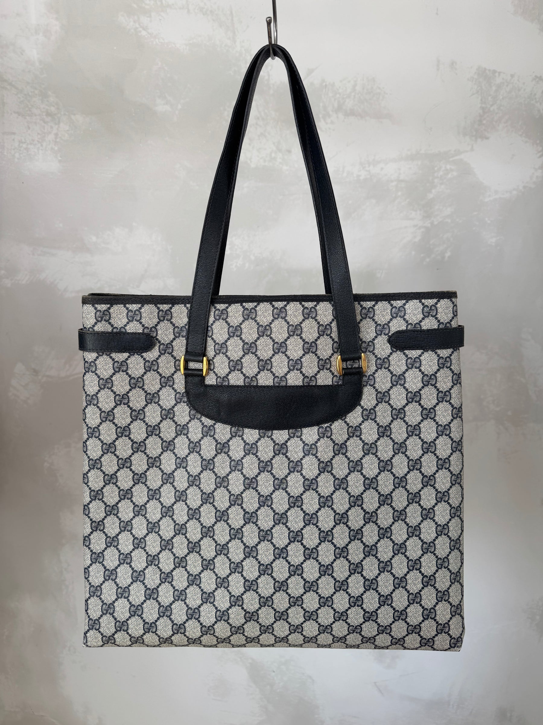 Gucci Navy Vintage Monogram Tote