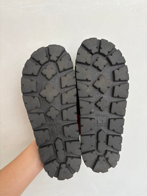 Prada Black Sequiin Logo Slides, 36.5