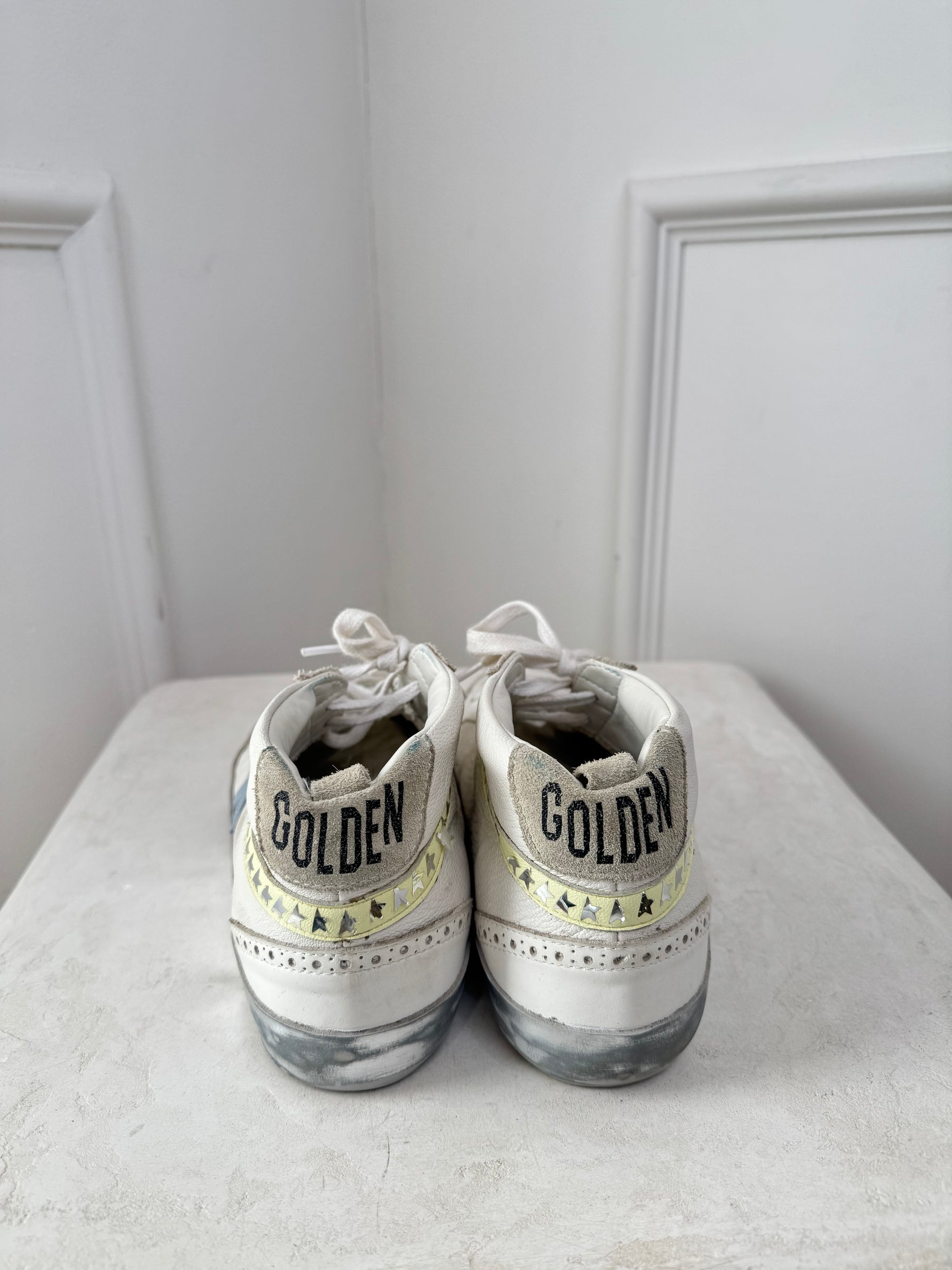 Golden Goose White Leather Mid Star Sneakers, 38