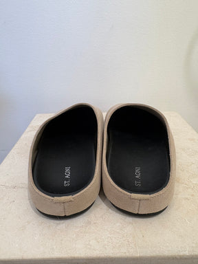 St. Agni Stone Suede Clog Mules, 36