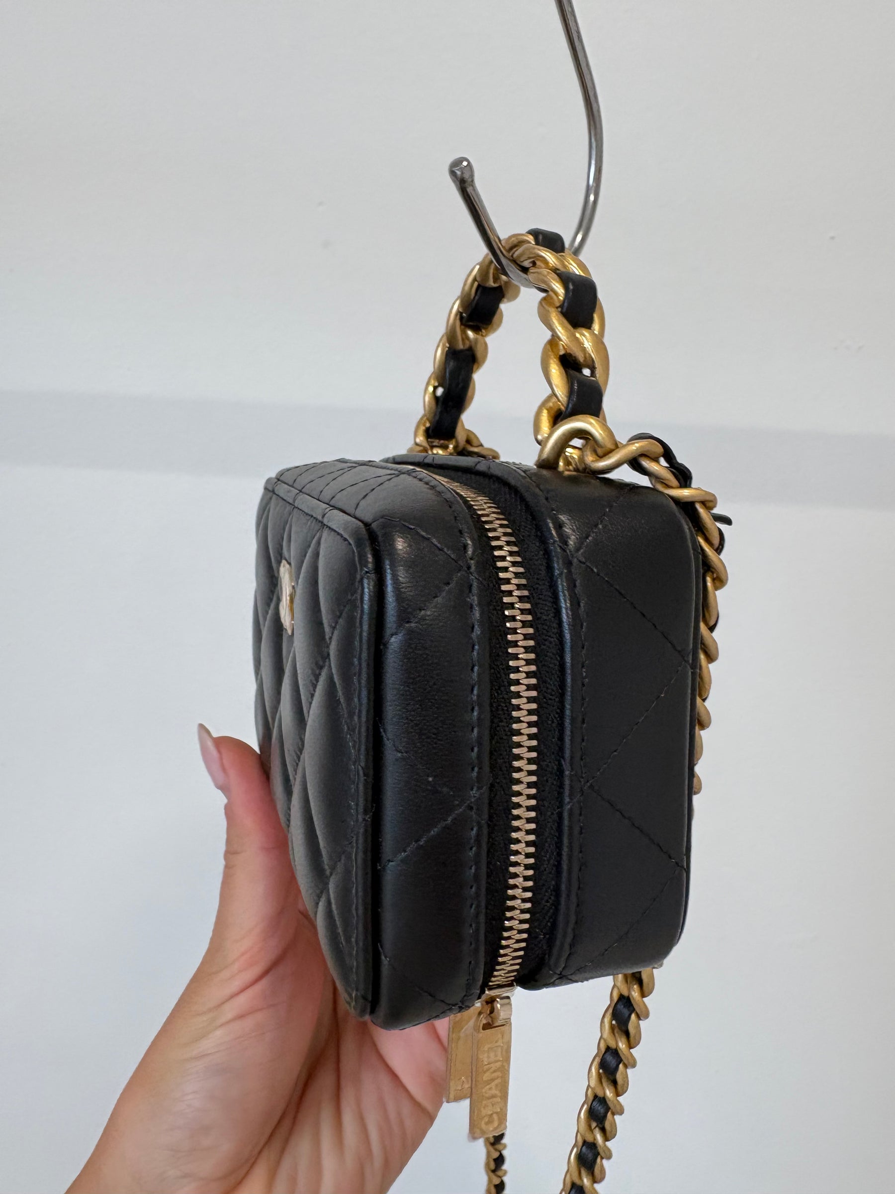 Chanel Black Lambskin Mini Top Handle Vanity Case