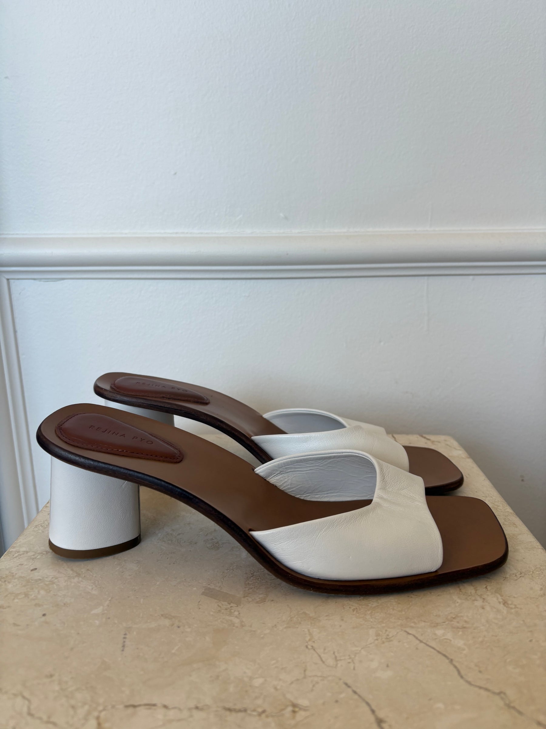 Rejina Pyo Block Heel Slide In White, 39