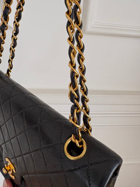Chanel Black Lambskin Leather Medium Classic Flap Bag