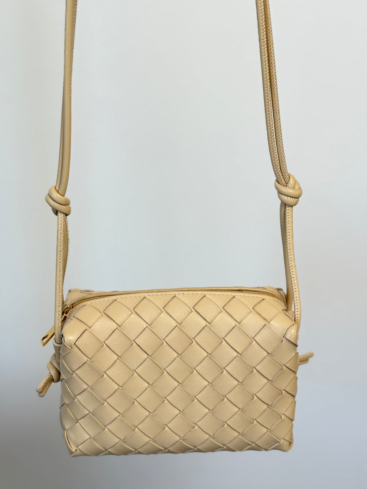 Bottega Veneta Porridge Intrecciato Leather Mini Loop Camera Bag