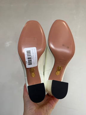 Aquazzura White Patent Block Heel Chelsea, 37