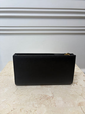 Prada Black Saffiano Leather Trifold Logo Wallet