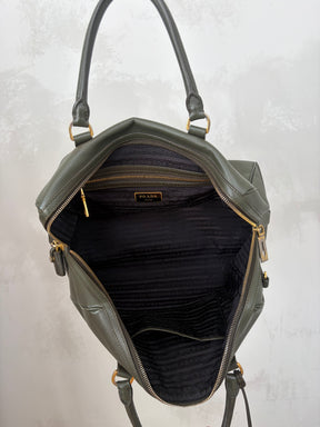 Prada Olive Green Saffiano Leather 'Lux Bower' Bag *missing strap*