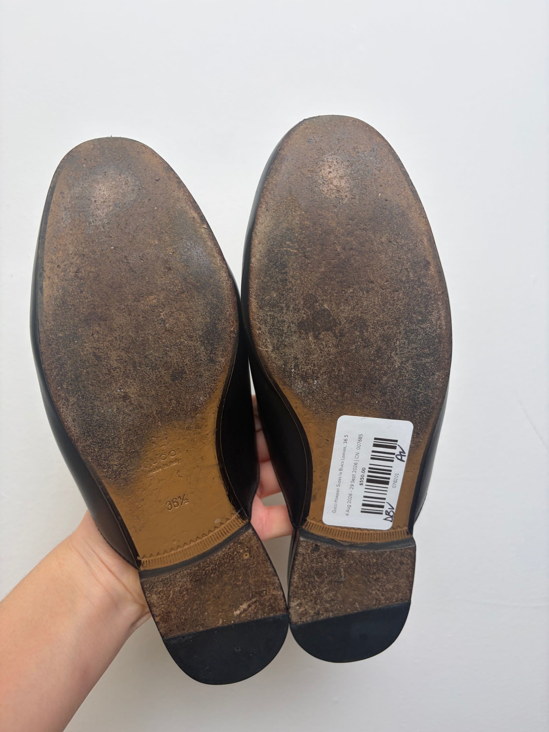 Gucci Horsebit Slides In Black Leather, 36.5