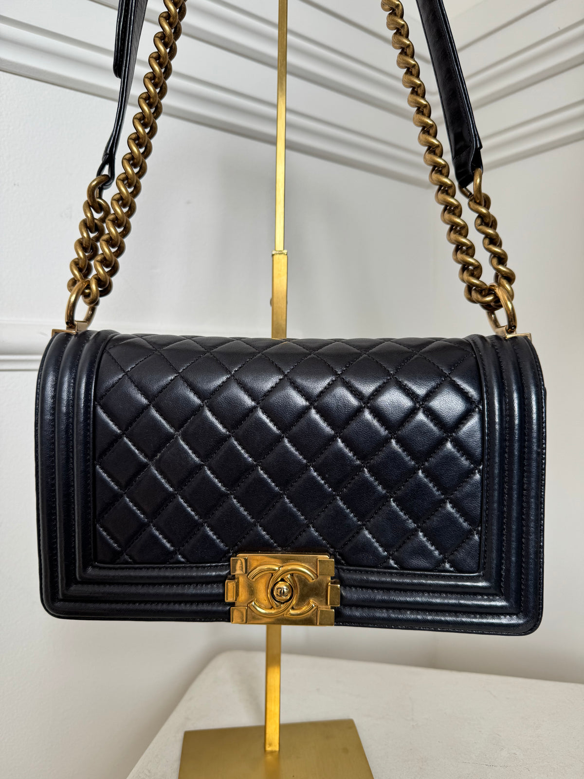 Chanel Navy Lambskin 'Old Medium' Boy Bag