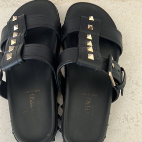 Valentino Garavani Rockstud Flat Base Slide Black, 36